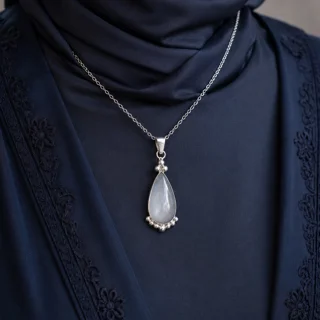 آویز نقره طرح اشک ماه
