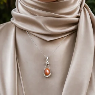 آویز نقره سنگ عقیق _ یمنی